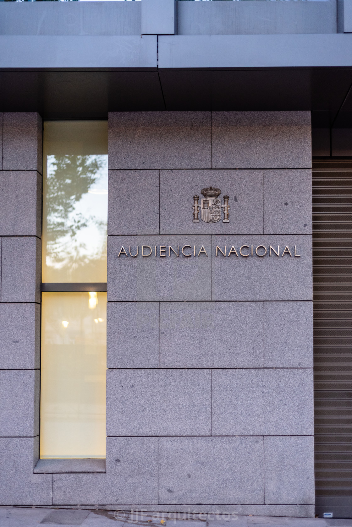 "Audiencia Nacional building sign in Madrid, Spain" stock image