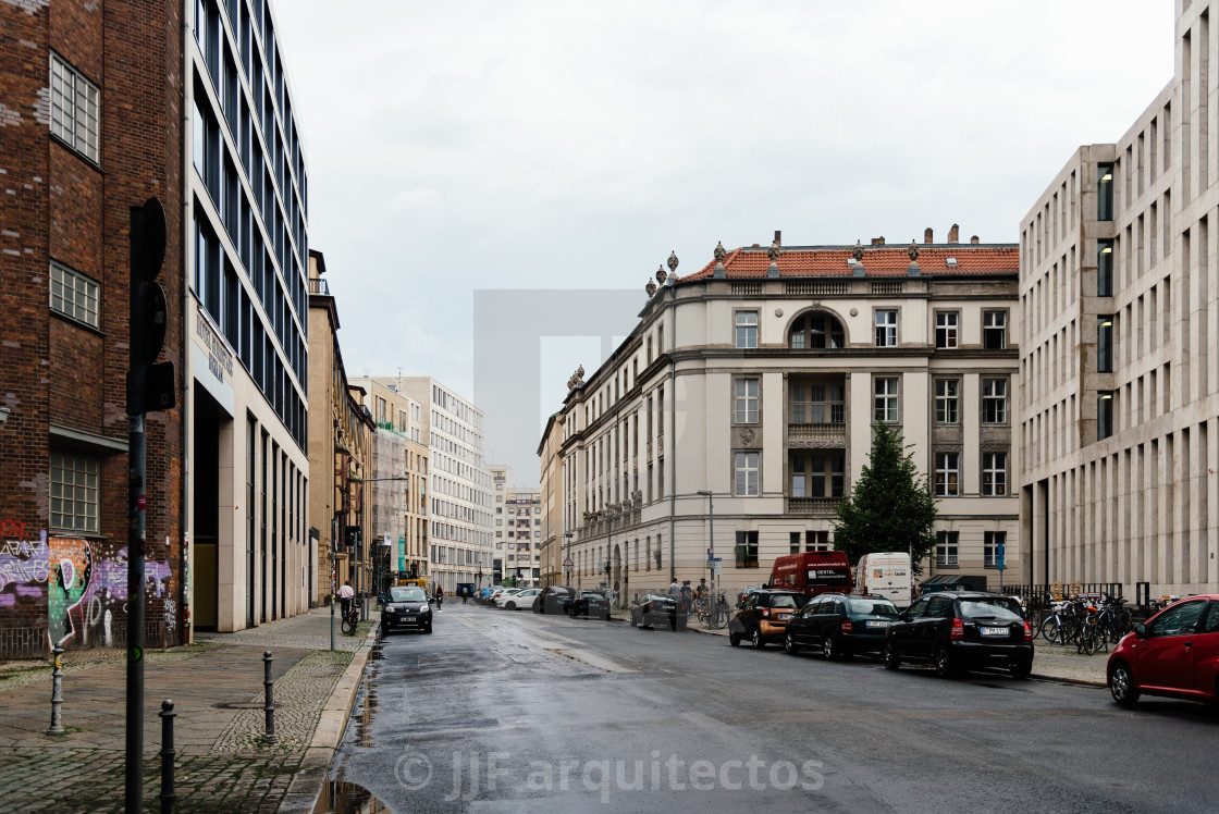 "Street in Central Berlin a rainy day of summer" stock image