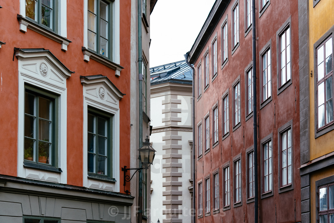 "Traditional facades in Gamla Stan quarter in Stockholm" stock image
