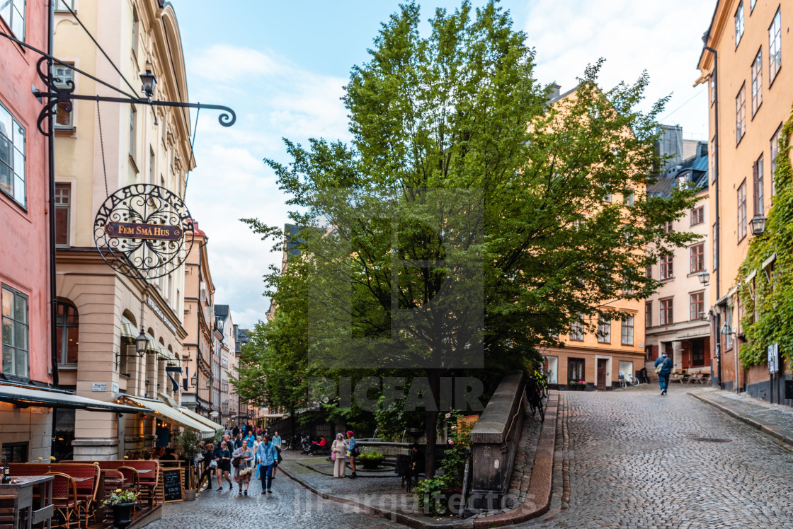 "Cobblestoned street in Gamla Stan in Stockholm" by JJF arquitectos - £100.00 "Cobblestoned street in Gamla Stan in Stockholm" stock image