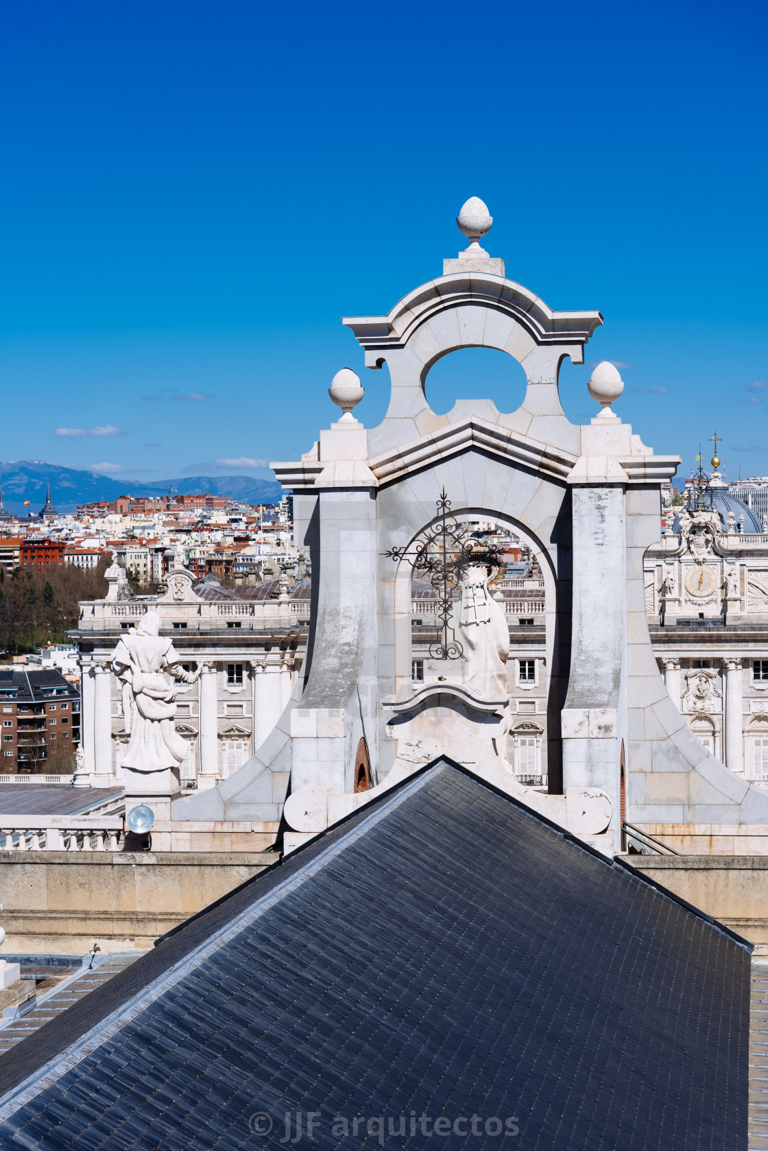 "Cityscape of Madrid from the roof of Almudena Cathedral" stock image