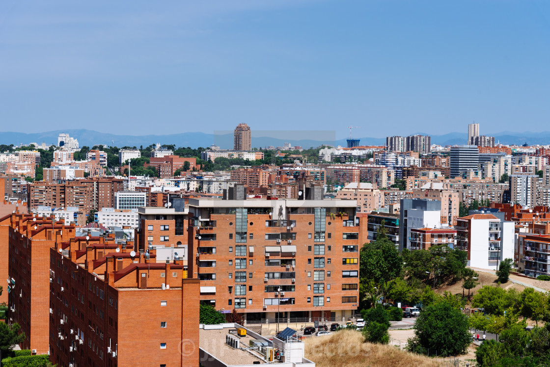 "Skyline of Madrid from Tio Pio Park" stock image