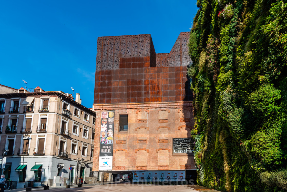 "Outdoors view of CaixaForum building in Madrid" stock image