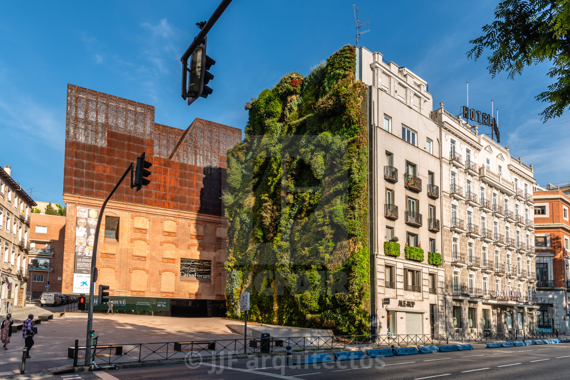 "Outdoors view of CaixaForum building in Madrid" stock image