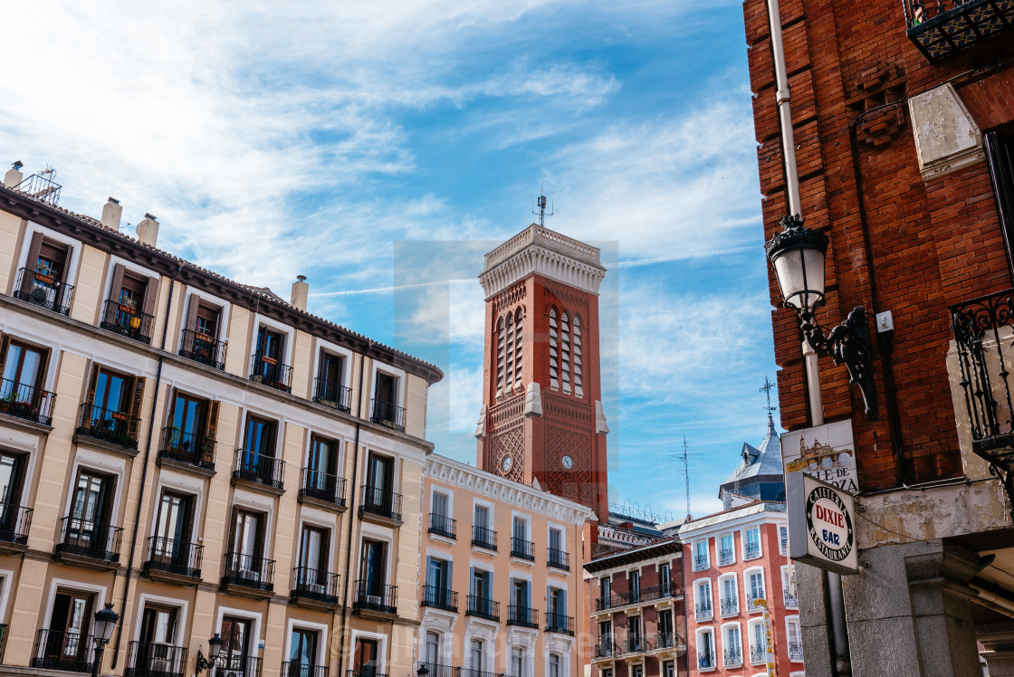 "Square of Santa Cruz in historical centre of Madrid" stock image