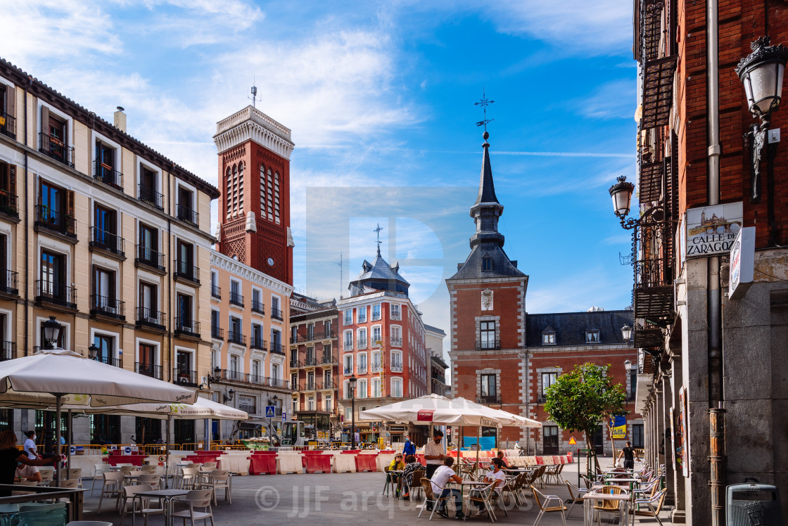 "Square of Santa Cruz in historical centre of Madrid" stock image