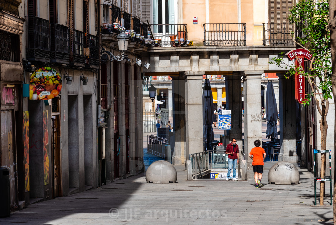 "Street scene near Plaza Mayor in Madrid" stock image