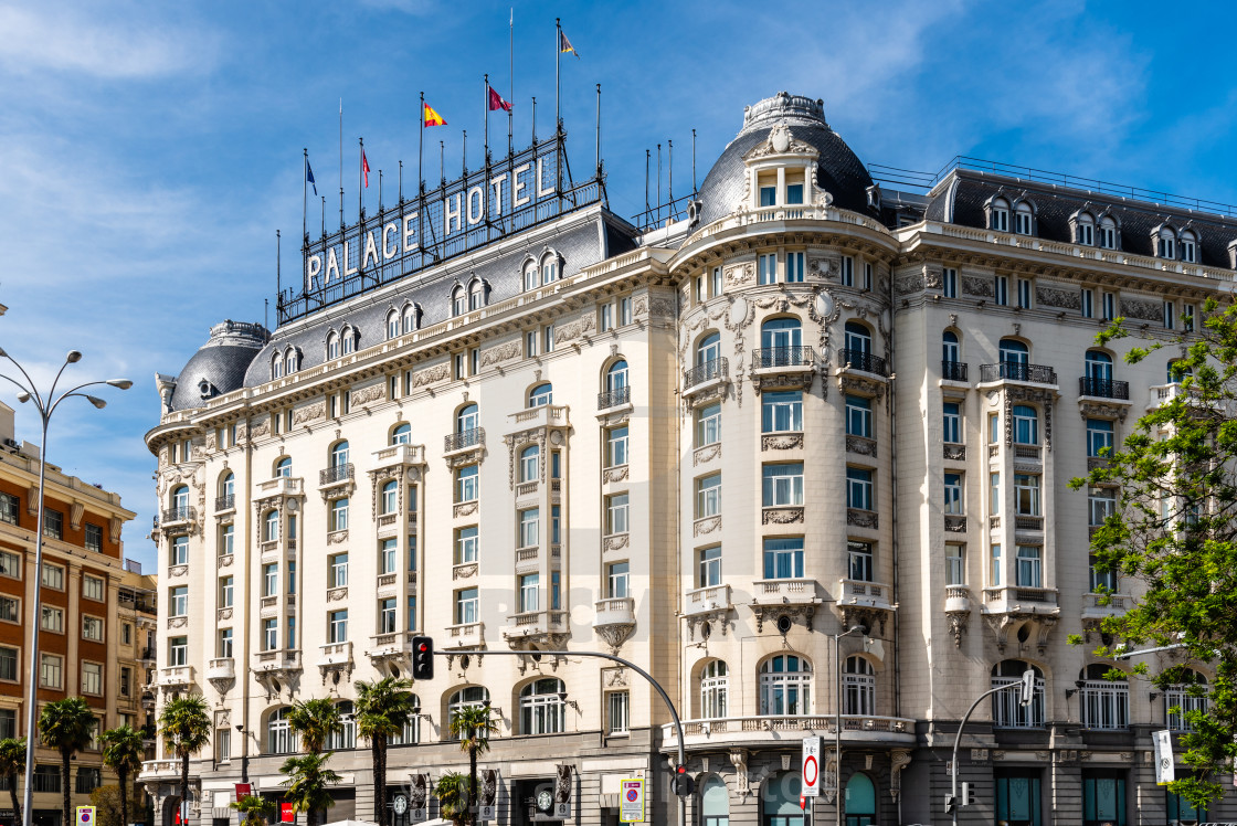 "The Palace Hotel in Paseo of Prado in Madrid" stock image