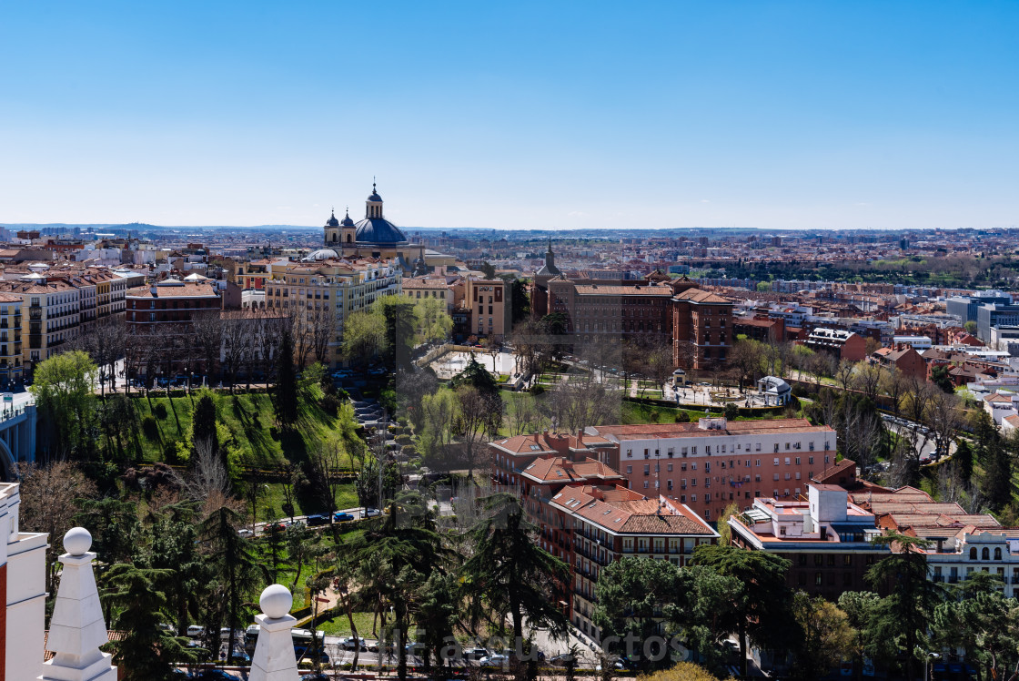 "Cityscape of Central Madrid from Almudena Cathedral" stock image