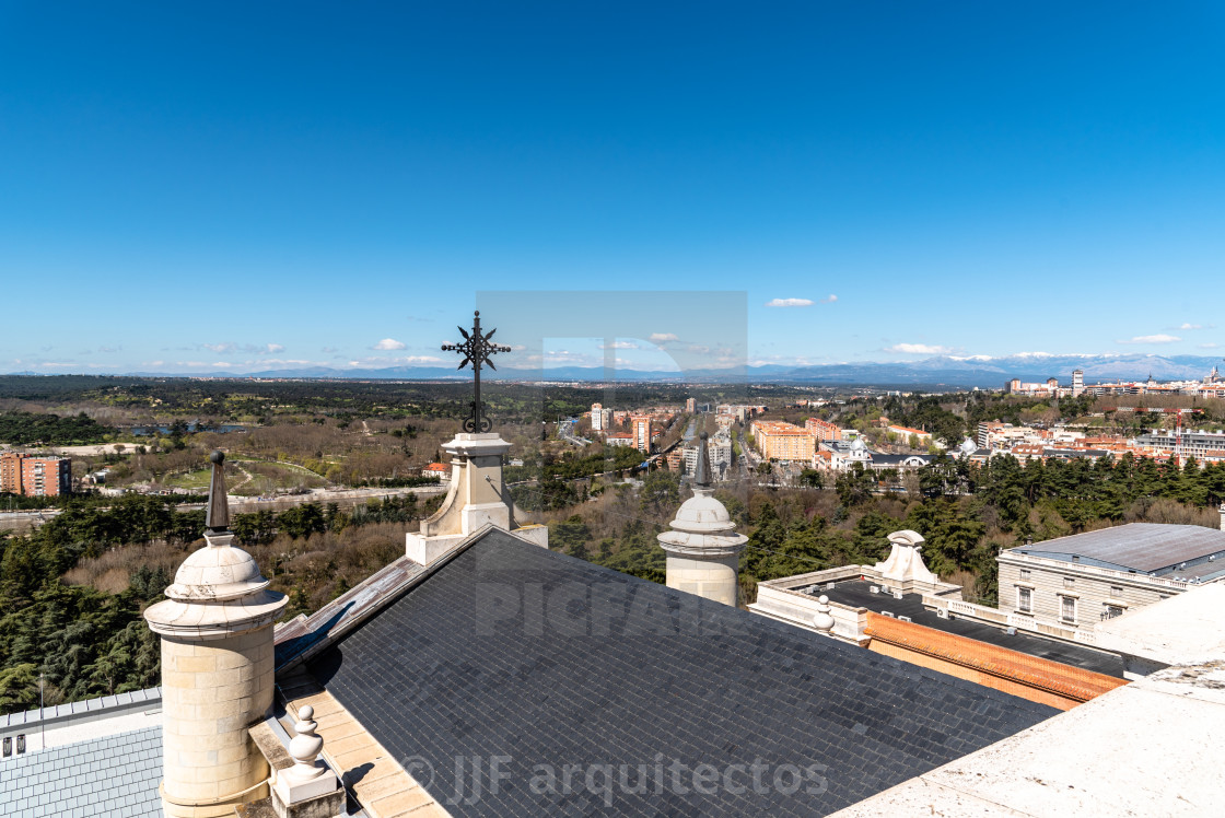 "Aerial View of Casa de Campo, Oeste Park and Moncloa District in Madrid" stock image