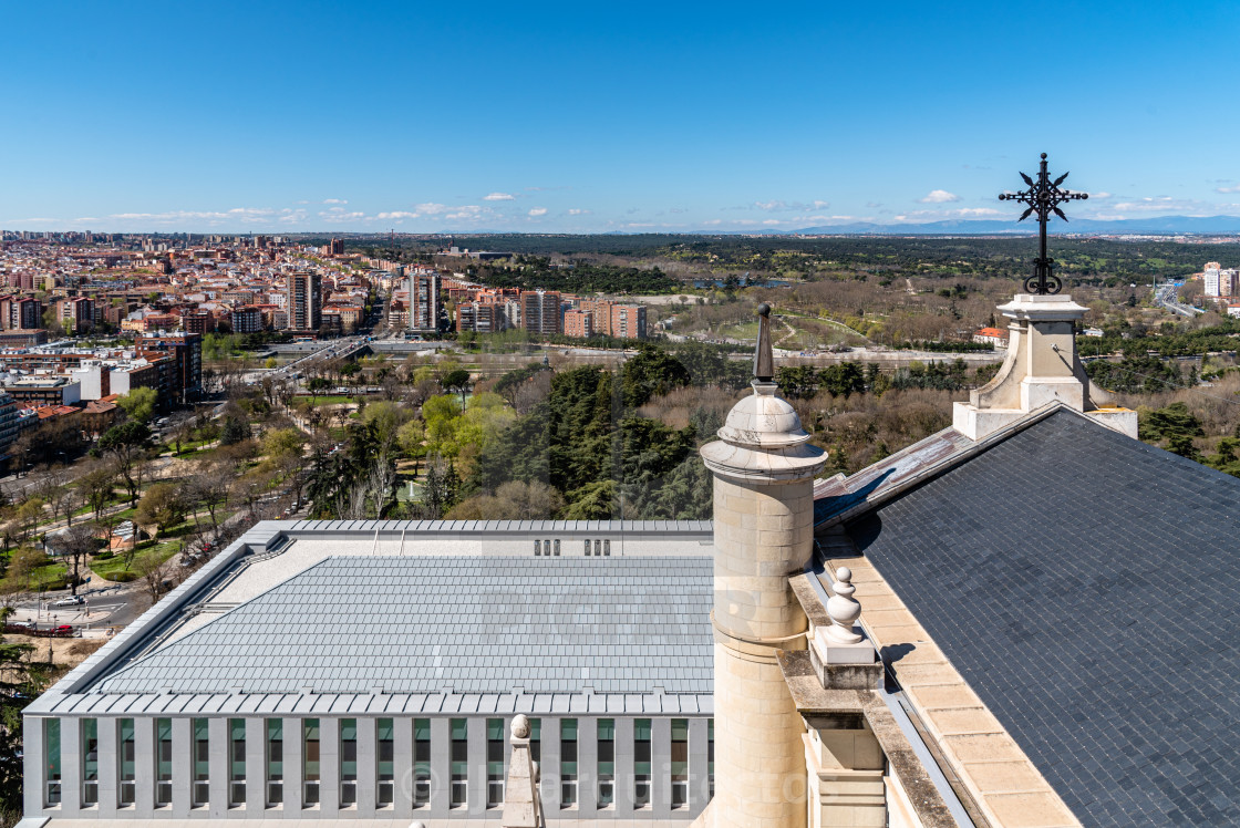 "Aerial View of Casa de Campo and Carabanchel District in Madrid from Almudena Cathedral" stock image