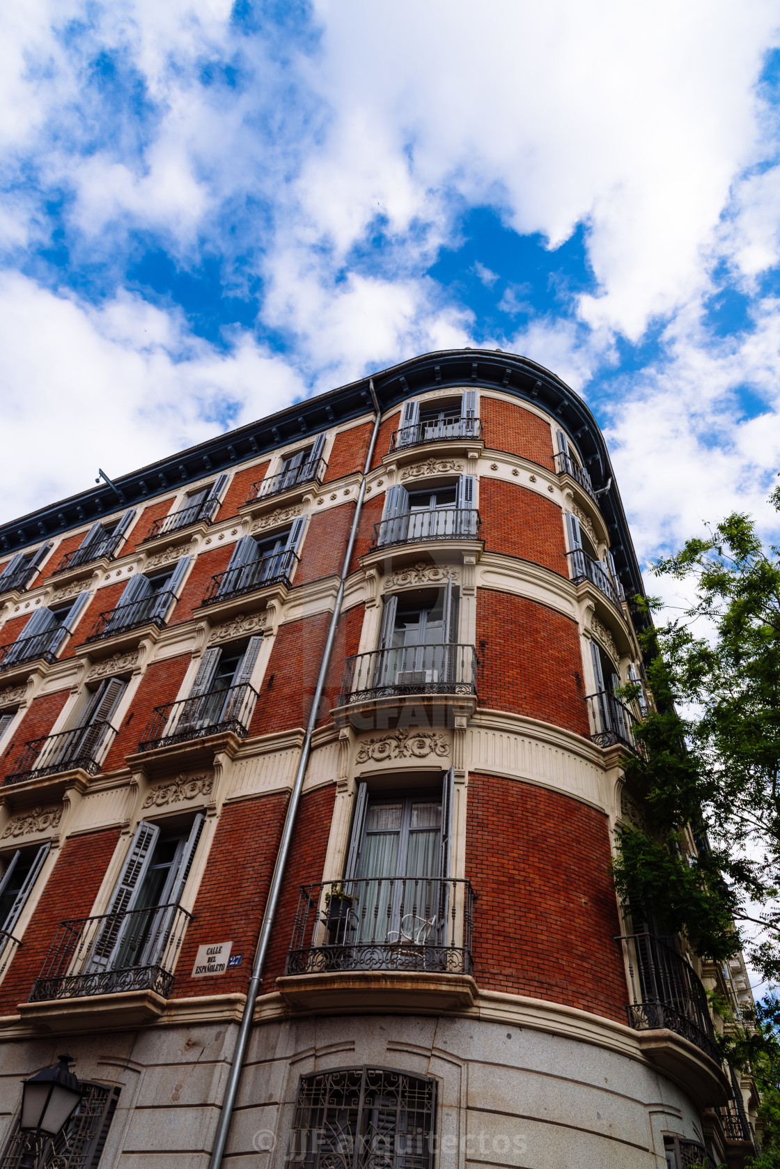 "Luxury old residential brick building in central Madrid" stock image