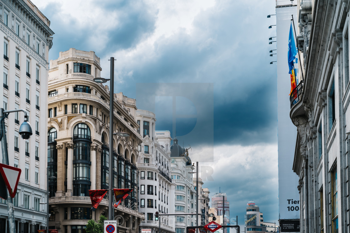 "Cityscape of Gran Via Avenue in Madrid" stock image