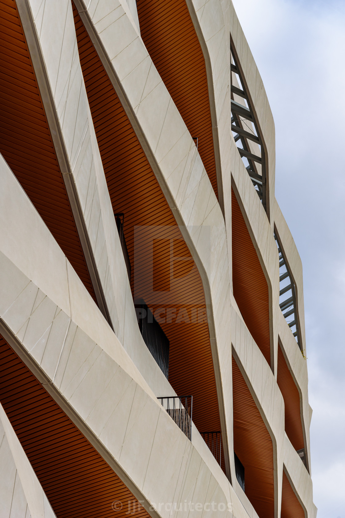 "Modern luxury housing in Madrid with concrete terraces" stock image