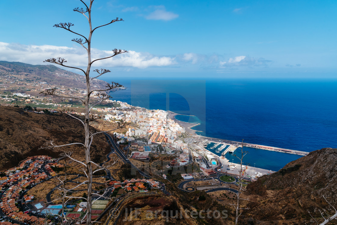 "Aerial View of the City of Santa Cruz de La Palma and the Port" stock image