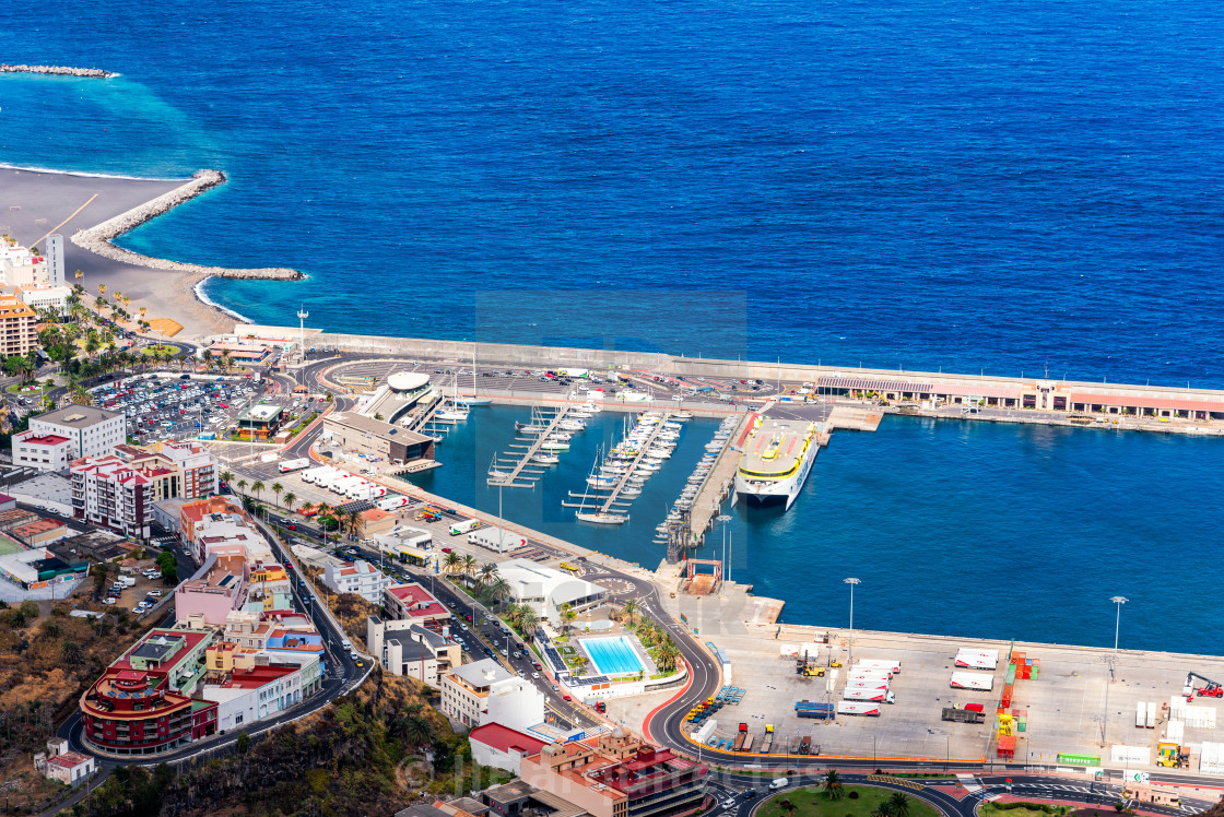 "Aerial View of the City of Santa Cruz de La Palma and the Port" stock image