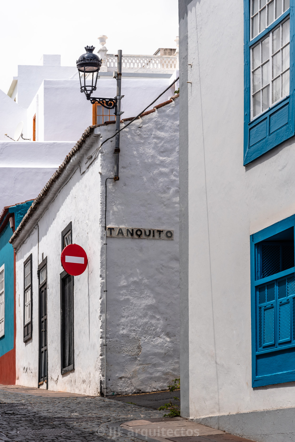 "Traditional colonial architecture of Canary islands in La Canela quarter of Santa Cruz de La Palma" stock image