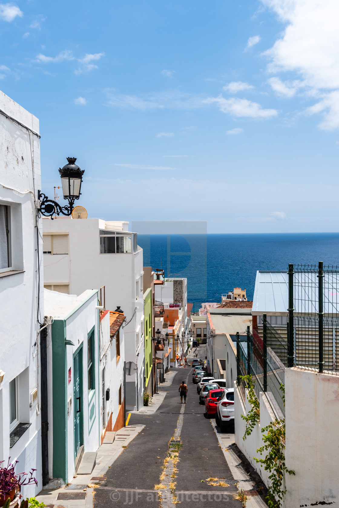 "Picturesque sloping streets with colonial architecture in La Canela quarter of Santa Cruz de La Palma" stock image