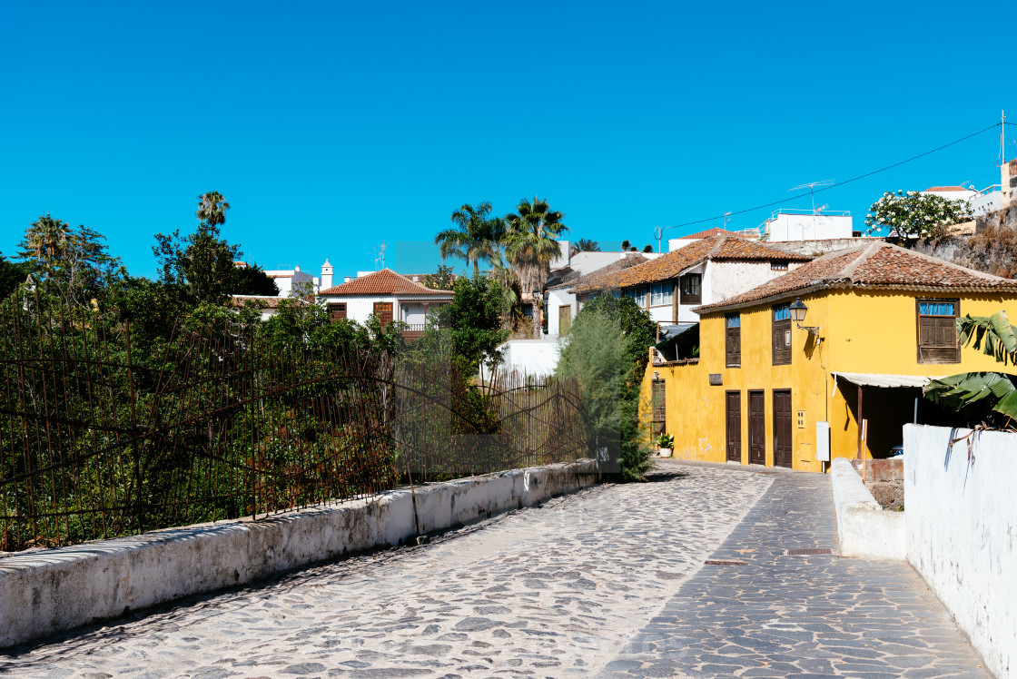 "Traditional houses in the old town of Icod de los Vinos, Tenerife" stock image