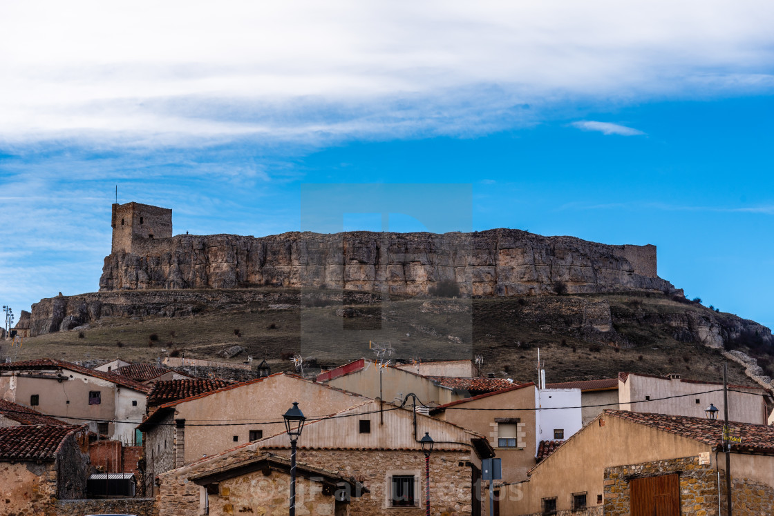 "View of the historic town of Atienza with stone houses" stock image