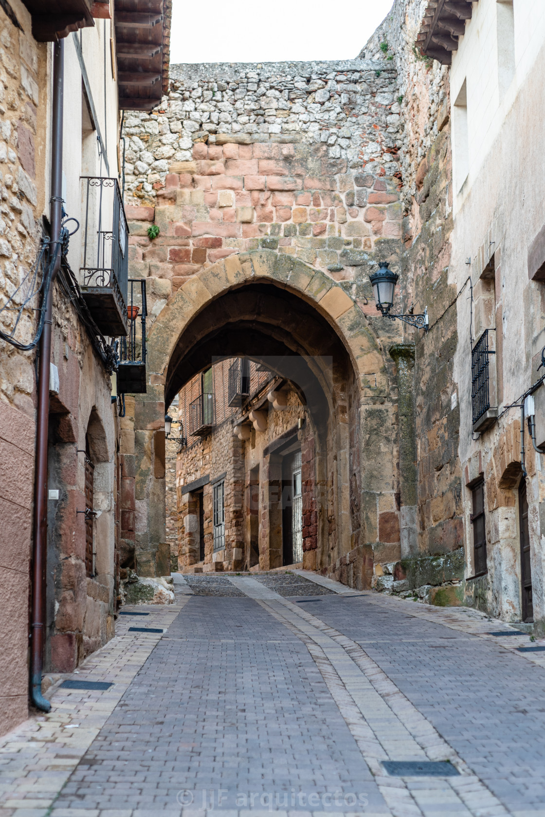 "View of the historic town of Atienza with stone houses" stock image