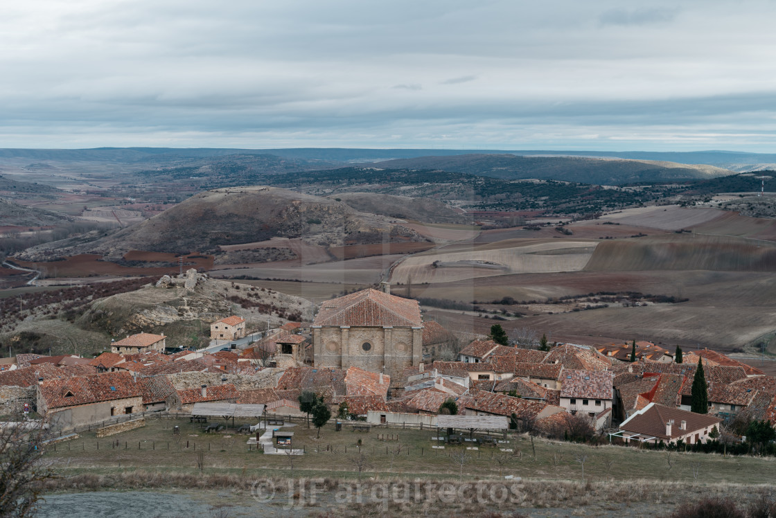 "View of the historic town of Atienza with stone houses" stock image