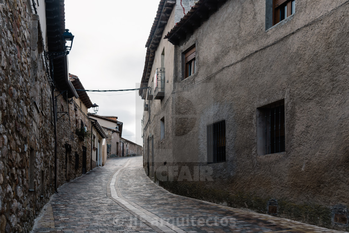 "View of the historic town of Atienza with stone houses" stock image