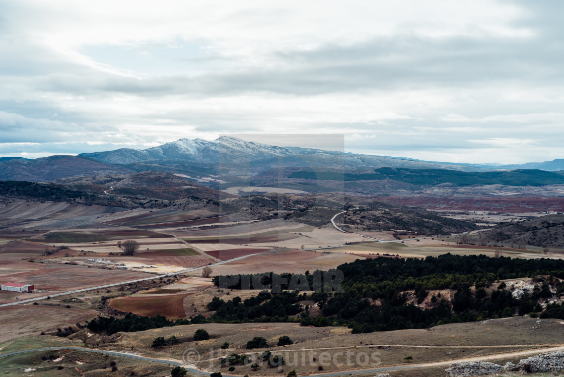 "View of the peak Ocejon belonging to the mountain range of Ayllon" stock image