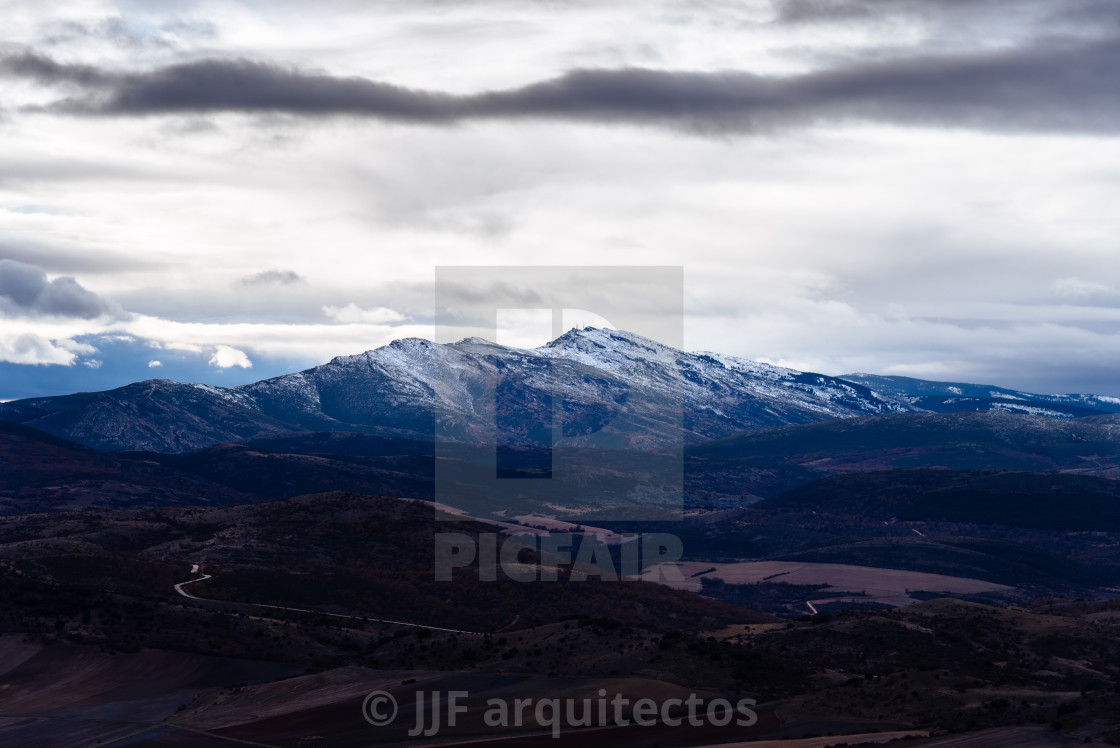 "View of the peak Ocejon belonging to the mountain range of Ayllon" stock image