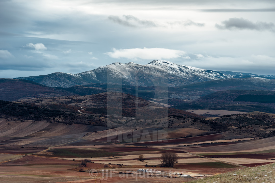 "View of the peak Ocejon belonging to the mountain range of Ayllon" stock image