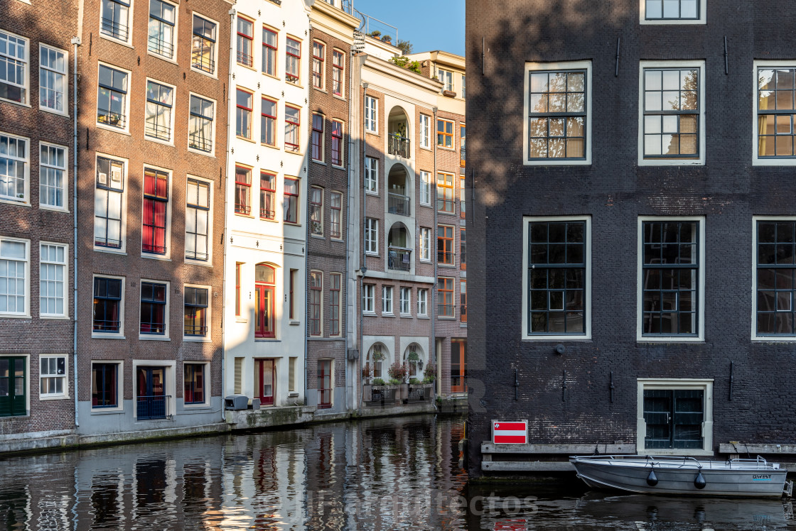 "Typical Amsterdam houses in Red Light District" stock image