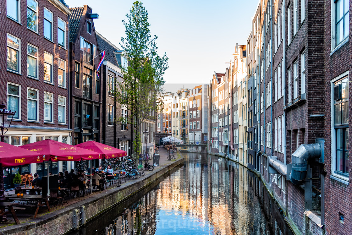 "Scenic view of Red Light District in Amsterdam" stock image