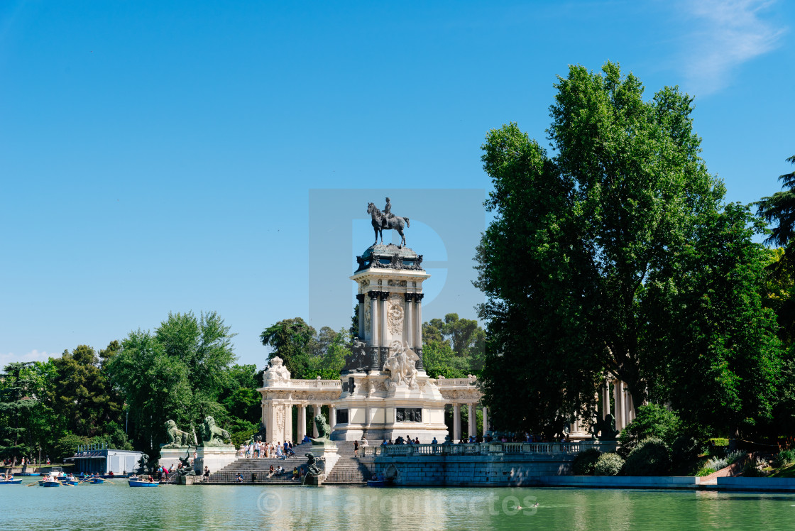 "Monument to King Alfonso XII in the Retiro Park of Madrid" stock image