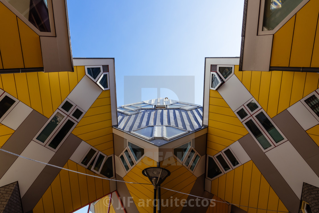 "Yellow cubic houses in Rotterdam. Low angle View" stock image