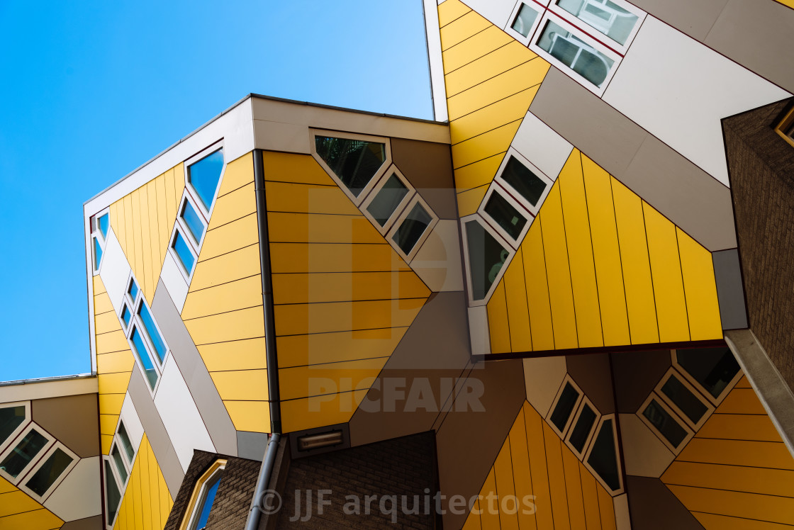 "Yellow cubic houses in Rotterdam. Abstract frame" stock image