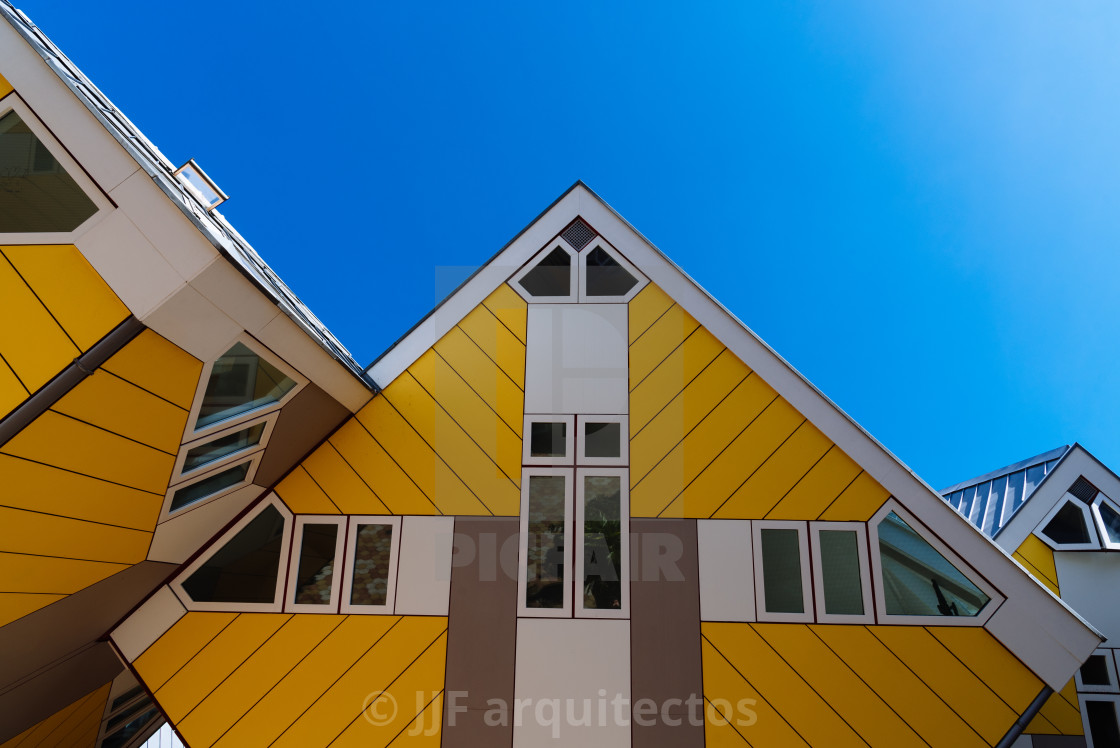 "Yellow cubic houses in Rotterdam. Abstract frame" stock image