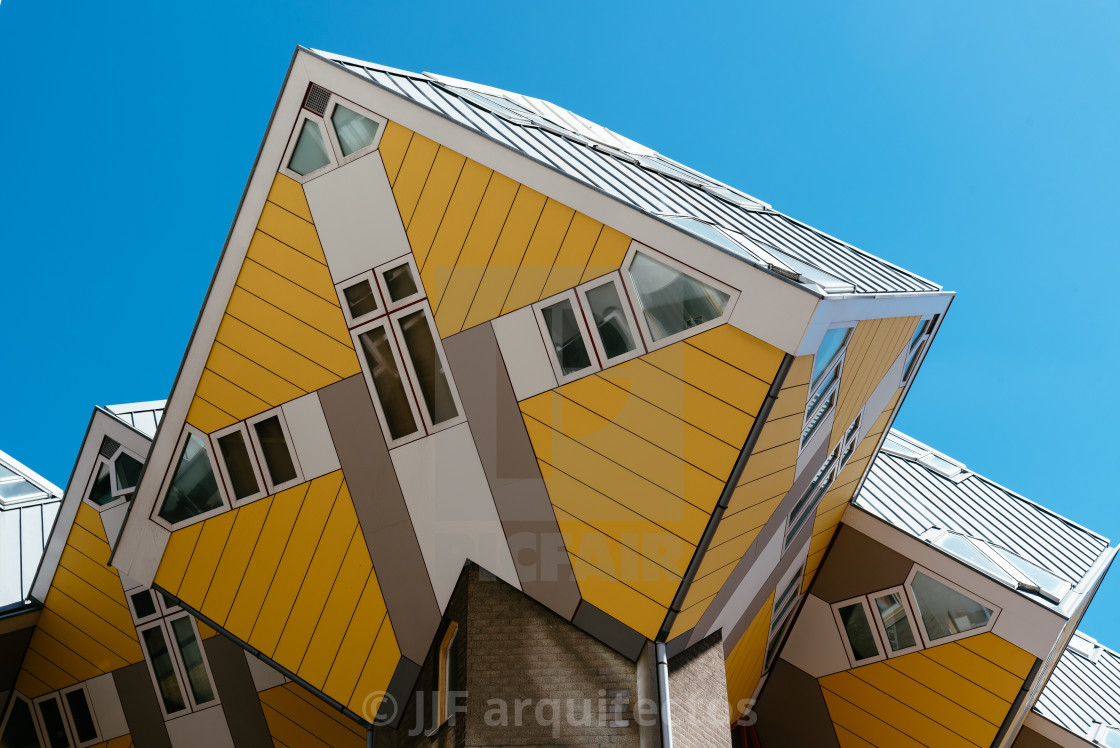 "Yellow cubic houses in Rotterdam. Abstract frame" stock image