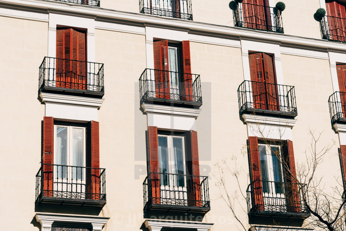 "Old residential building in central Madrid, Spain" stock image