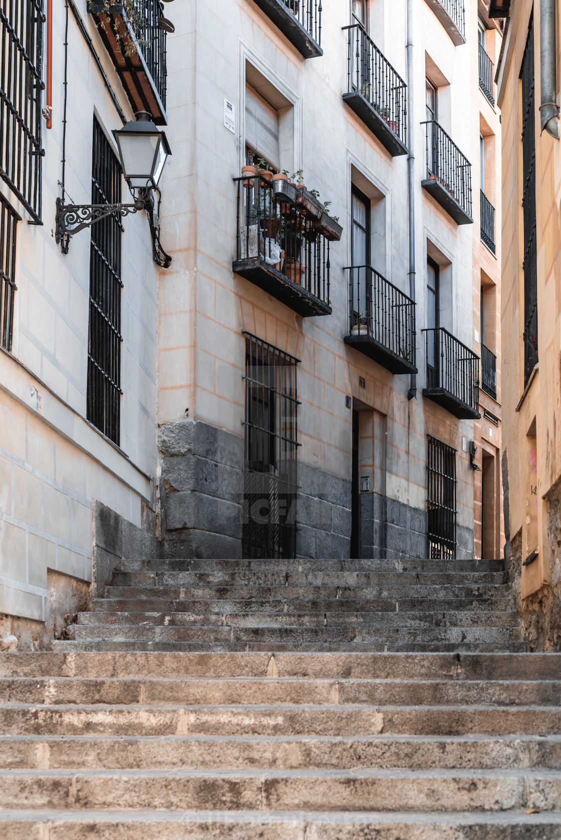 "Staircase on a narrow street in the historic center of Madrid" stock image