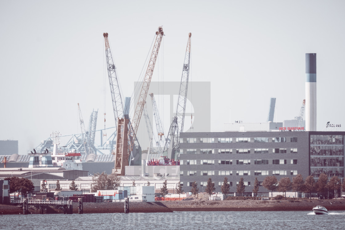 "The Port of Rotterdam a hazy summer day" by JJF arquitectos - $18.68 "The Port of Rotterdam a hazy summer day" stock image