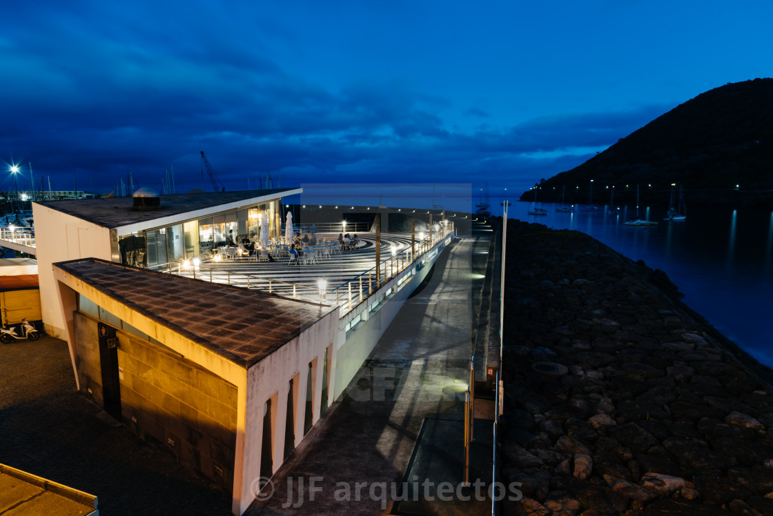 "The Port of Angra do Heroismo at dusk" stock image