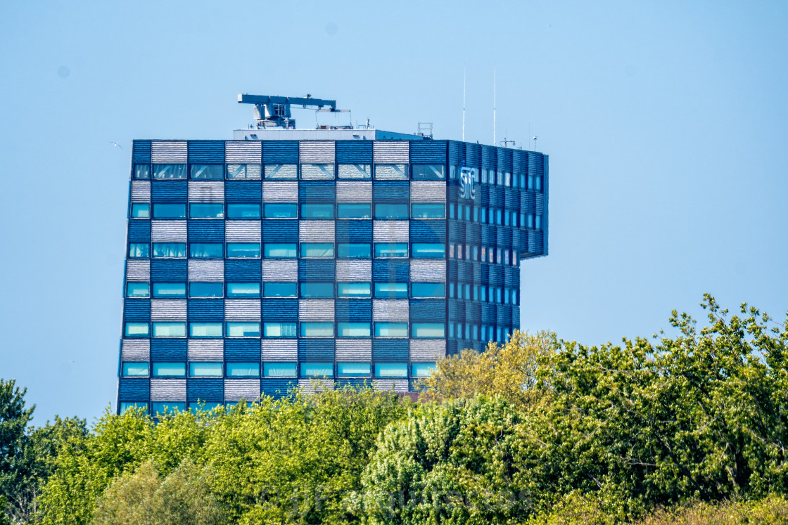 "Modern architecture office building in Rotterdam against blue sky" stock image