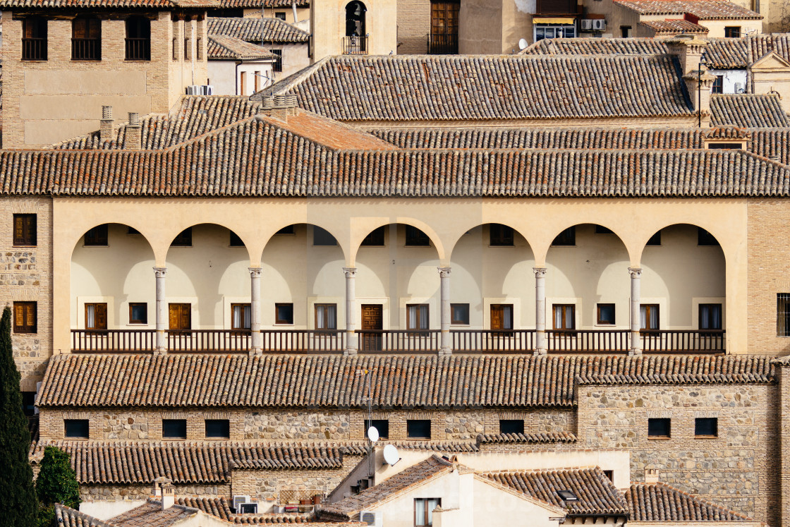 "Telephoto lens view of the Old Town of Toledo" stock image