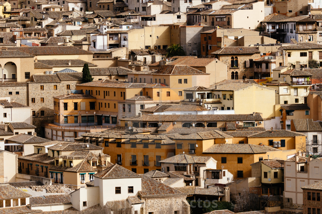 "Telephoto lens view of the Old Town of Toledo" stock image