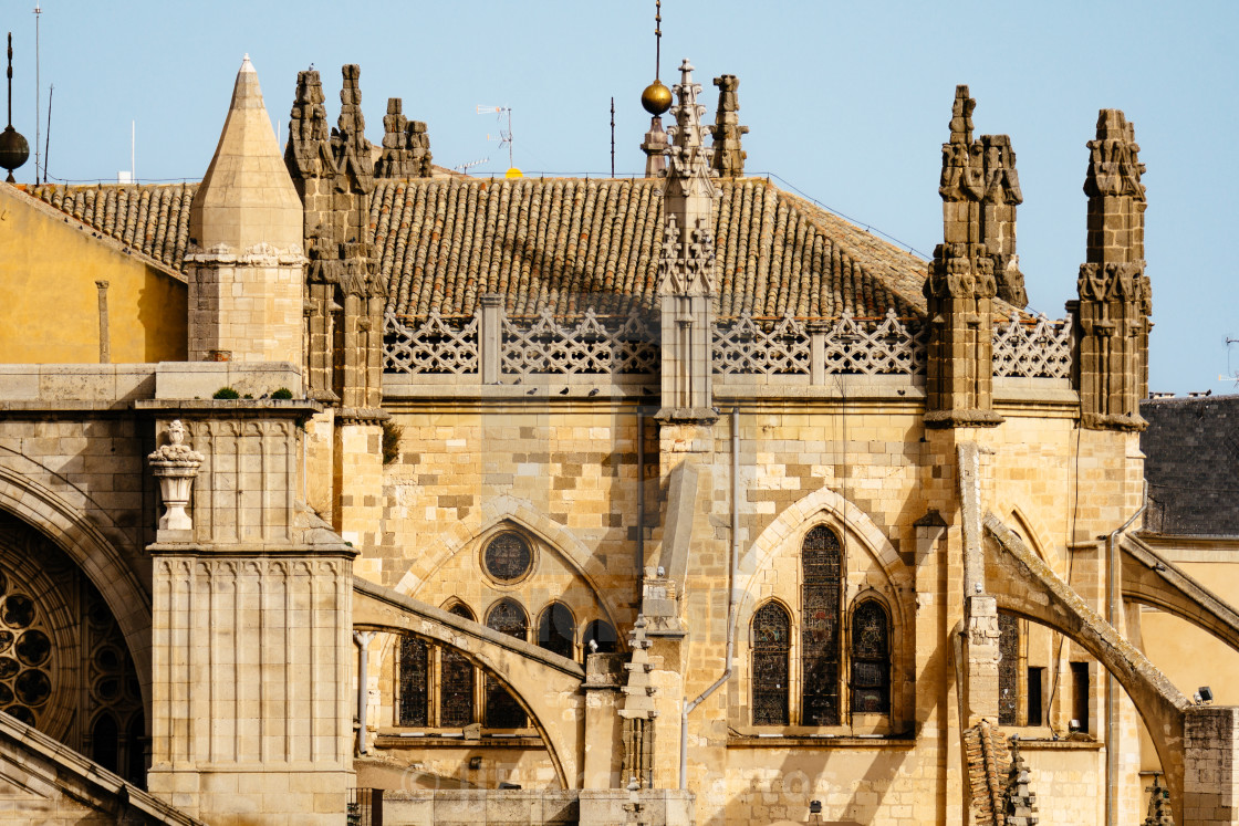 "Telephoto lens view of the Cathedral of Toledo. Detail of the apse" stock image