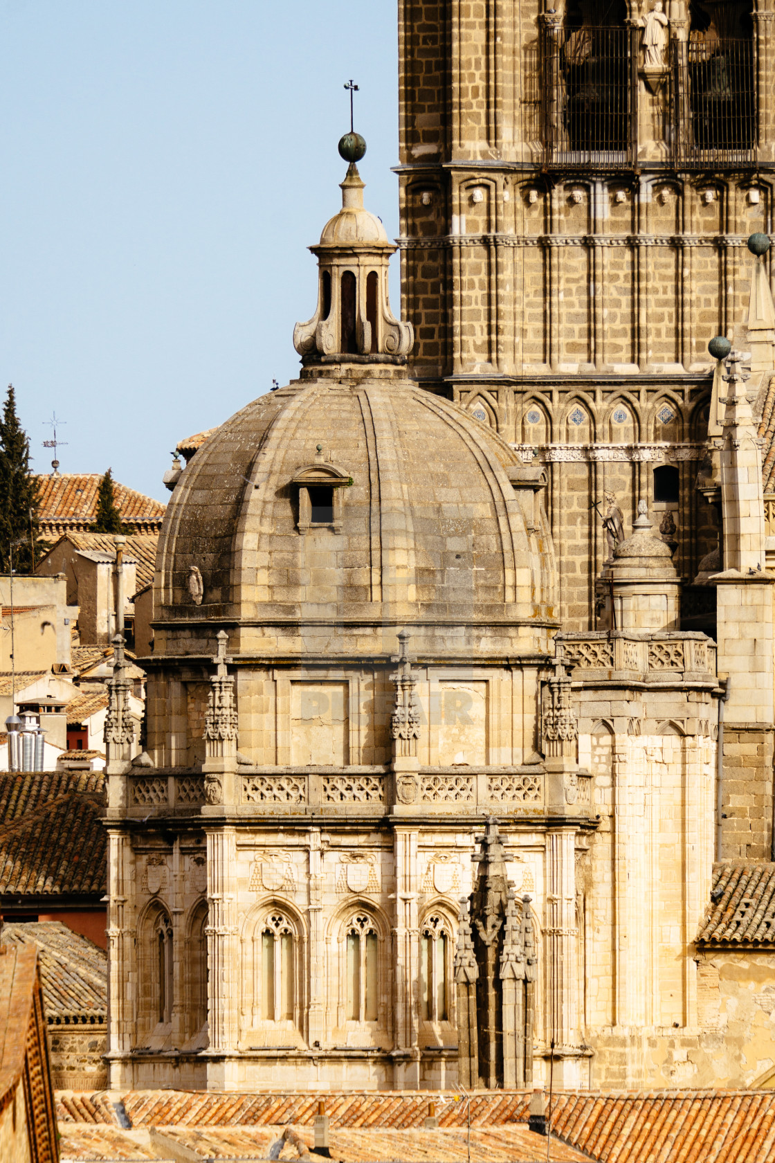 "Telephoto lens view of the Cathedral of Toledo" stock image