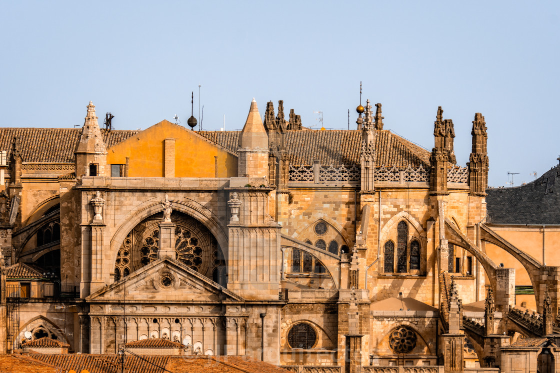 "Telephoto lens view of the Cathedral of Toledo. Detail of the apse" stock image