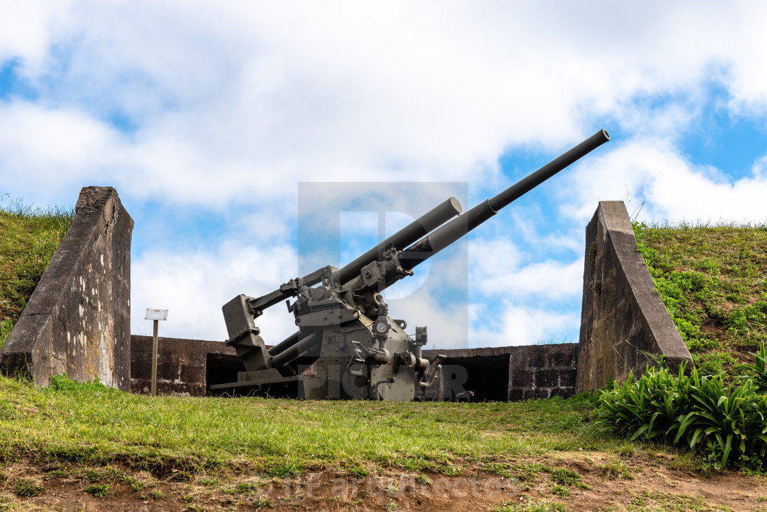 "Old Anti-aircraft Battery in Monte Brasil in Angra do Heroismo" stock image