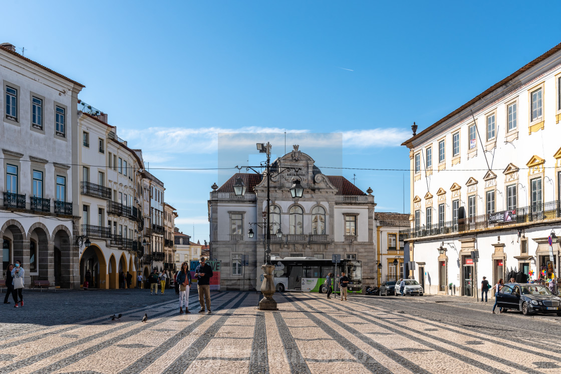 "Giraldo Square in the town centre of Evora" stock image