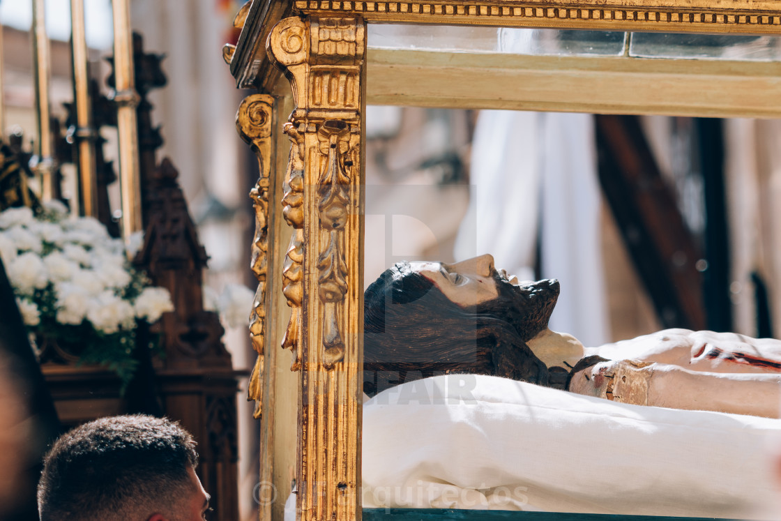 "Recumbent Jesus Christ during the Easter Week processions in Zamora" stock image